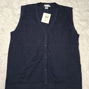 Munsingwear Penguin Sweater Classic Navy Sleeveless Cardigan 100% Cotton Preppy